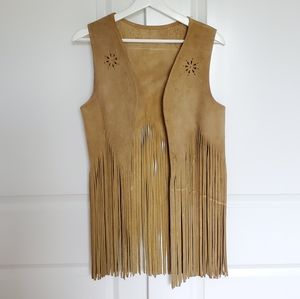 Vintage suede fringe vest
